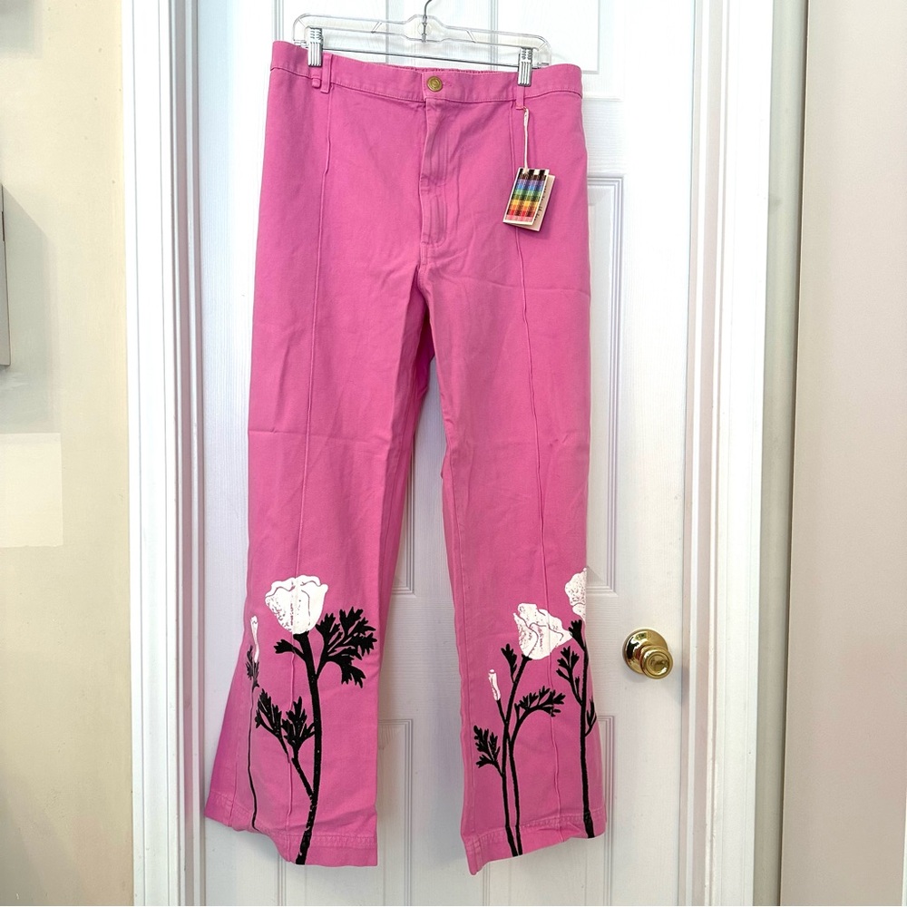 NWT Pink California Poppy Screenprint Western Pants XL Not Mystery Sale!